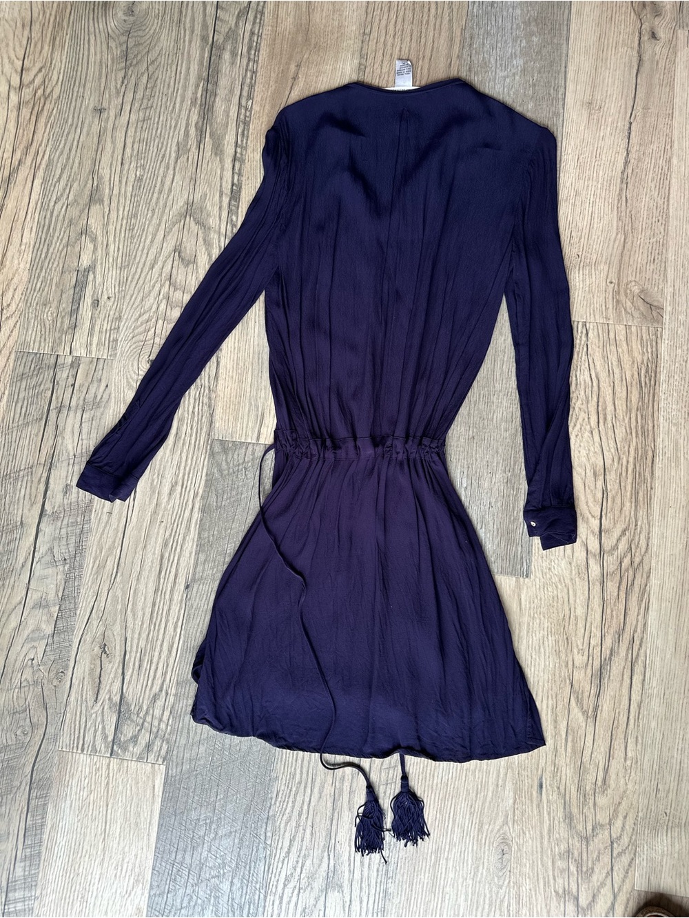 Diane Von Furstenberg Deep Purple Long Sleeve Tie-Waist Dress - Picture 9 of 11